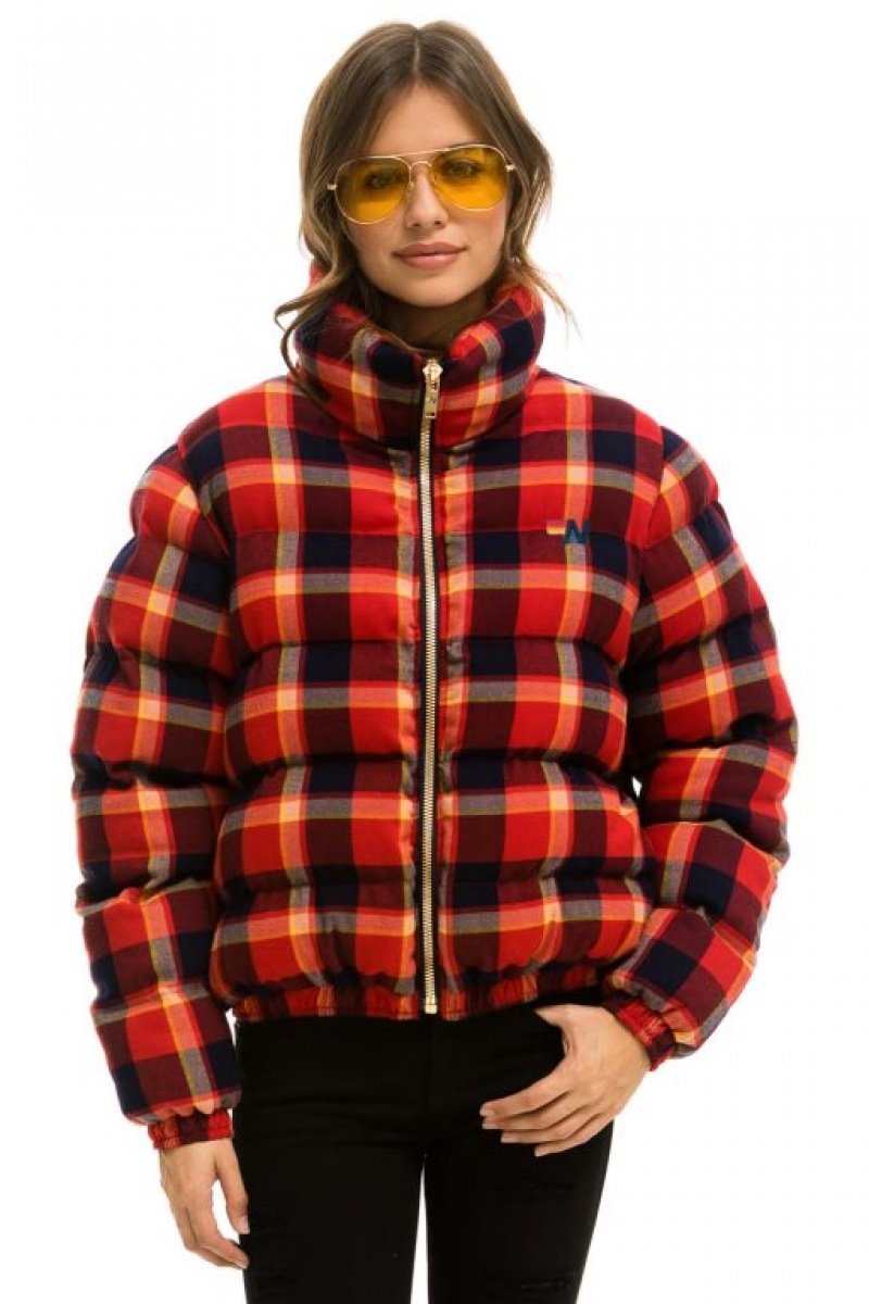 Chaquetas Aviator Nation Apres Plaid Puffer Mujer Rugby Plaid | 13ATMXIZL
