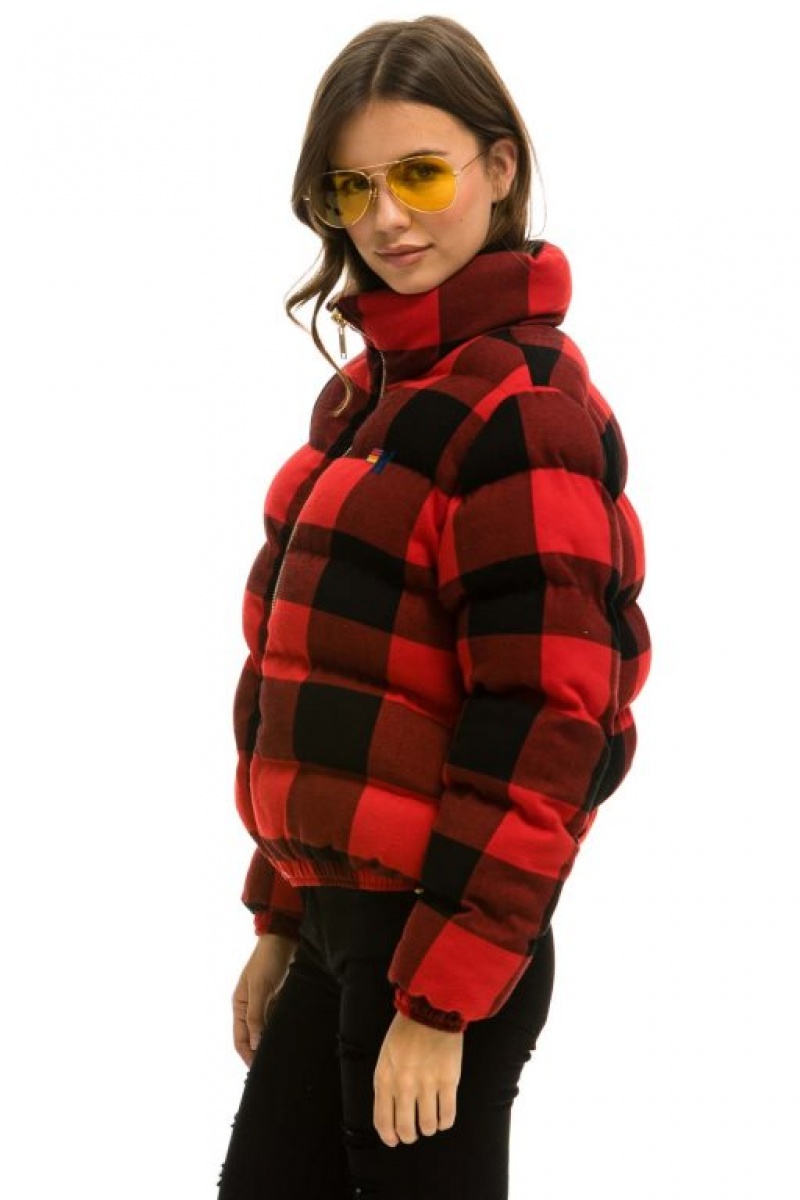 Chaquetas Aviator Nation Apres Plaid Puffer Mujer Buffalo Plaid | 13EAXLNSH
