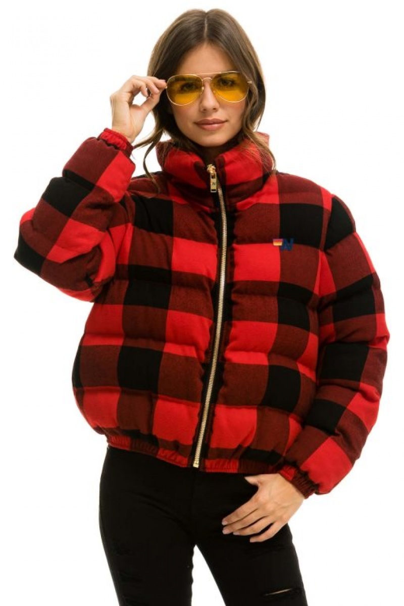 Chaquetas Aviator Nation Apres Plaid Puffer Mujer Buffalo Plaid | 13EAXLNSH