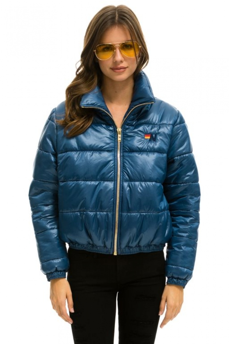 Chaquetas Aviator Nation Bolt Luxe Apres Puffer Mujer Deep Blue | 12YHLKZUT