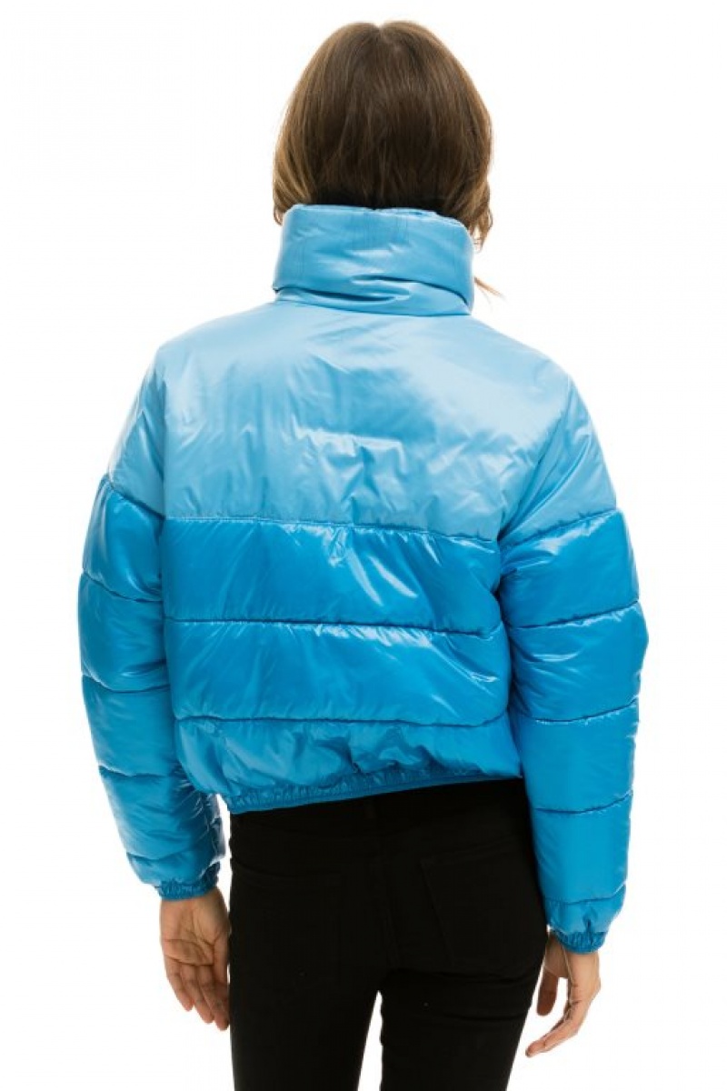 Chaquetas Aviator Nation Color Block Half And Half Apres Puffer Mujer Blue | 12HWQYMXU