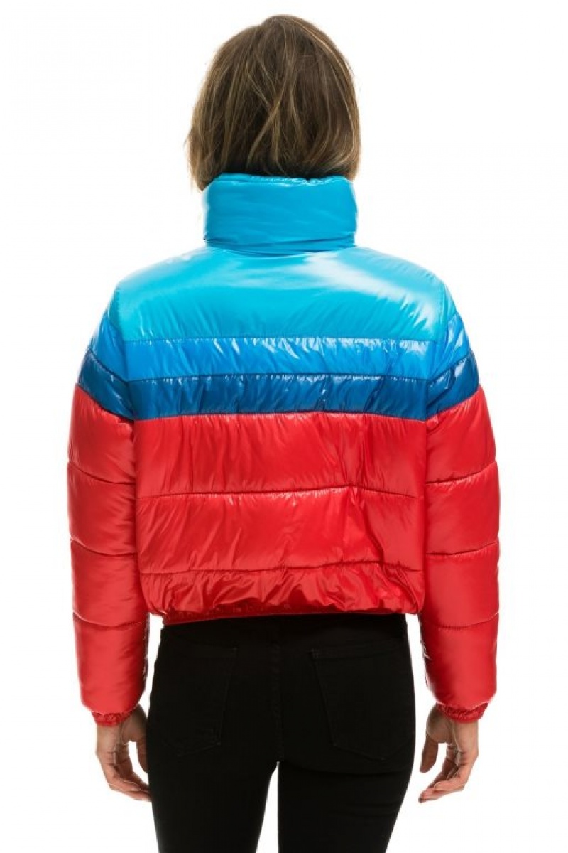 Chaquetas Aviator Nation Color Block Luxe Apres Puffer Mujer Pink | 12KVNFJDE