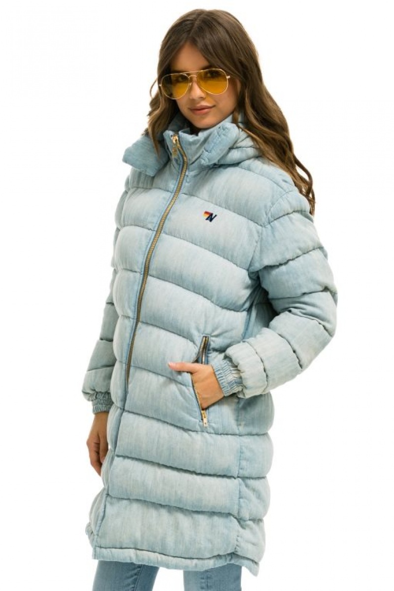 Chaquetas Aviator Nation Denim Puffer Long Trekker Mujer Super Light | 14NMYCGUE