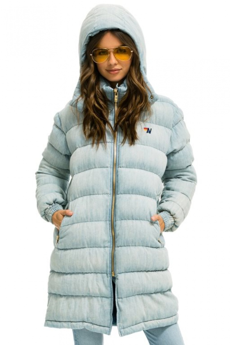 Chaquetas Aviator Nation Denim Puffer Long Trekker Mujer Super Light | 14NMYCGUE