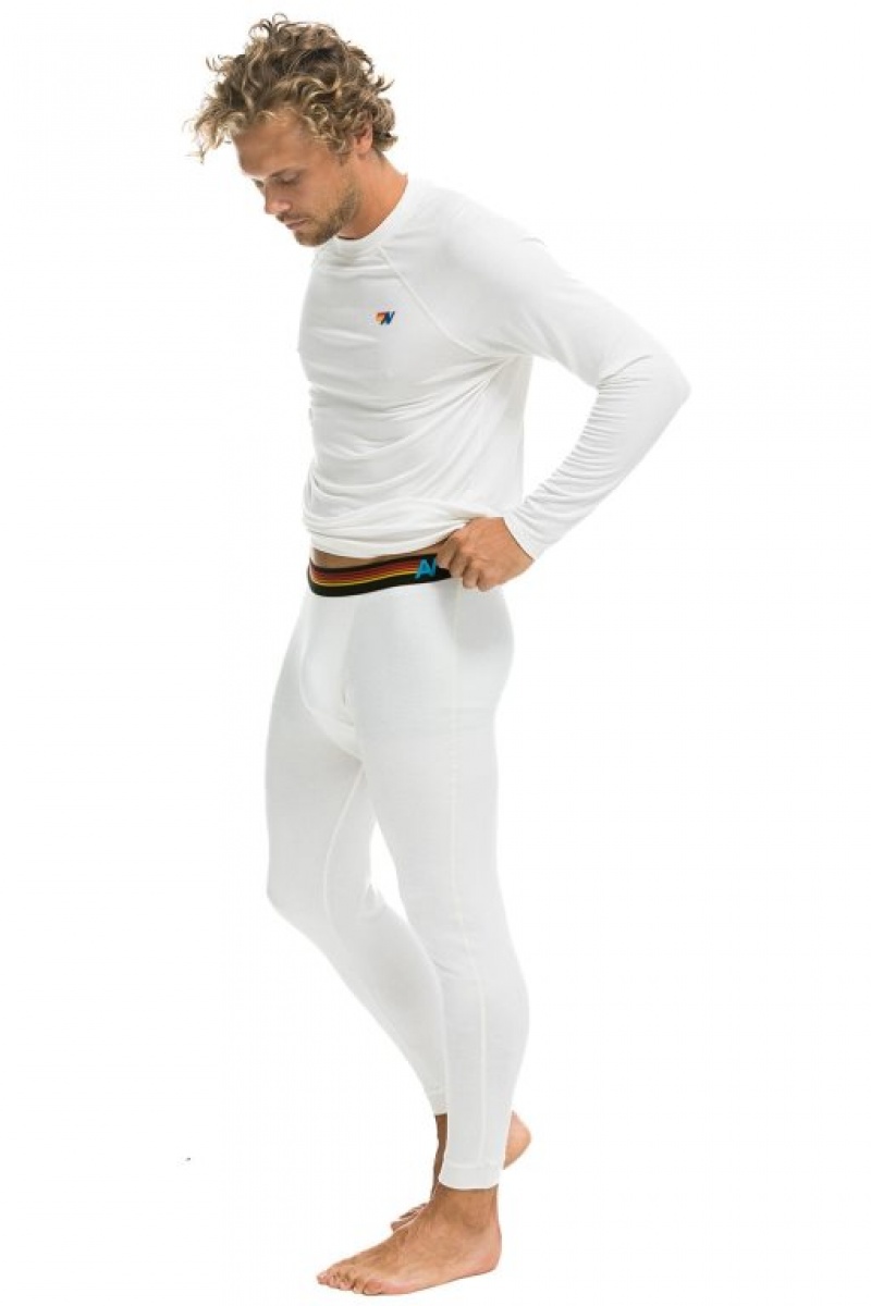 Chaquetas Aviator Nation Micro Modal Base Layer Set Hombre White | 65GEVXULI