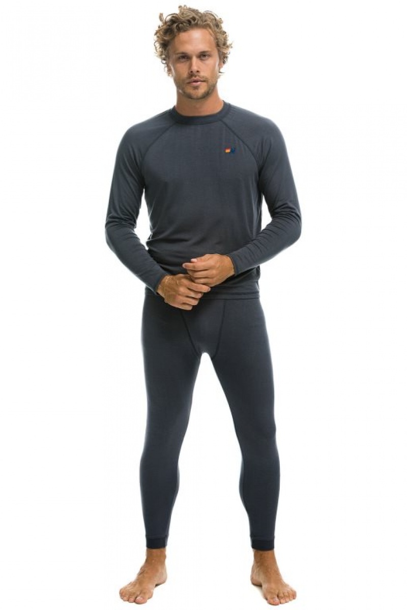 Chaquetas Aviator Nation Micro Modal Base Layer Set Hombre Titanium | 65GQJRITW