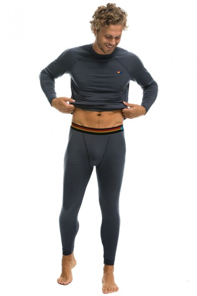 Chaquetas Aviator Nation Micro Modal Base Layer Set Hombre Titanium | 65GQJRITW