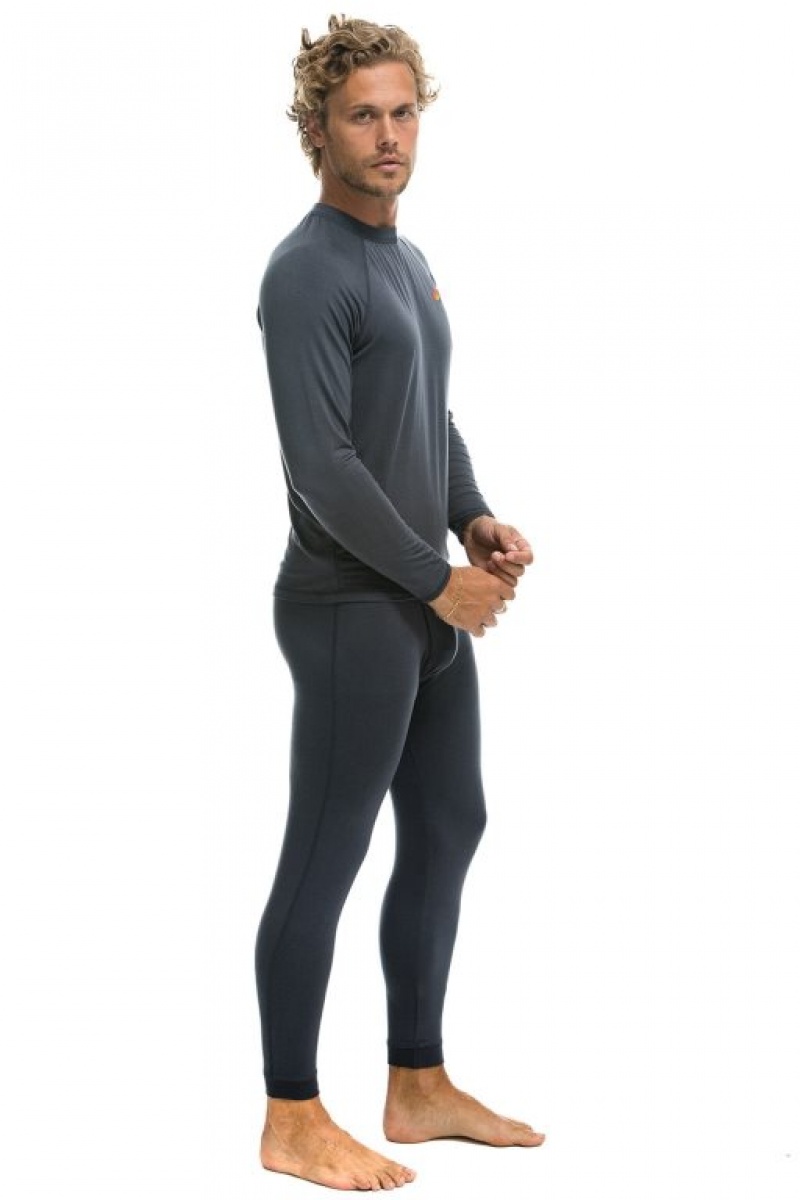 Chaquetas Aviator Nation Micro Modal Base Layer Set Hombre Titanium | 65GQJRITW