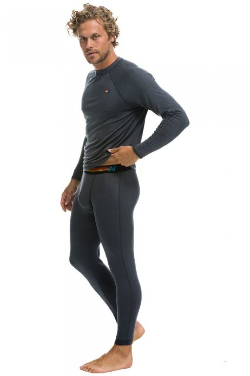 Chaquetas Aviator Nation Micro Modal Base Layer Set Hombre Titanium | 65GQJRITW