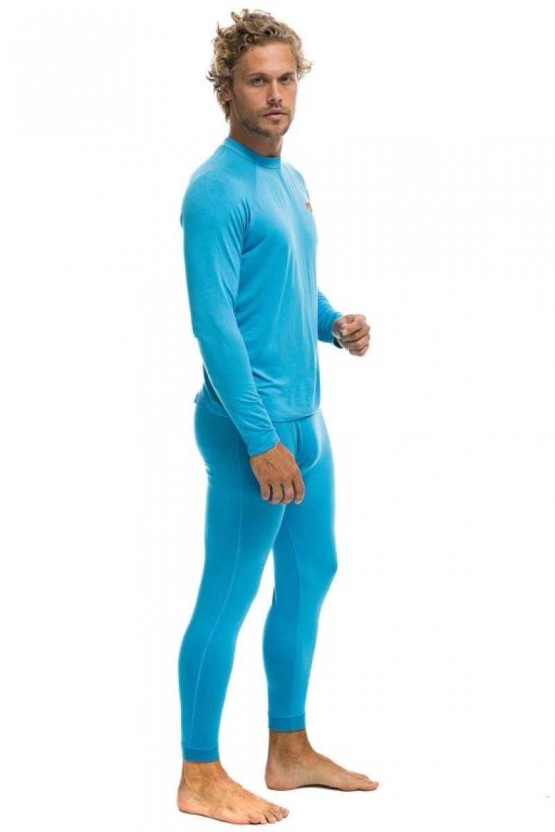 Chaquetas Aviator Nation Micro Modal Base Layer Set Hombre Ocean | 65HTEWLIM