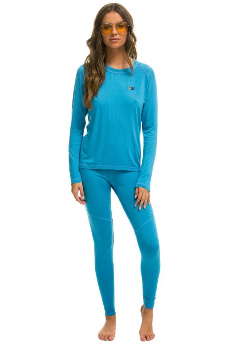 Chaquetas Aviator Nation Micro Modal Base Layer Set Mujer Ocean | 12EKGCFPL