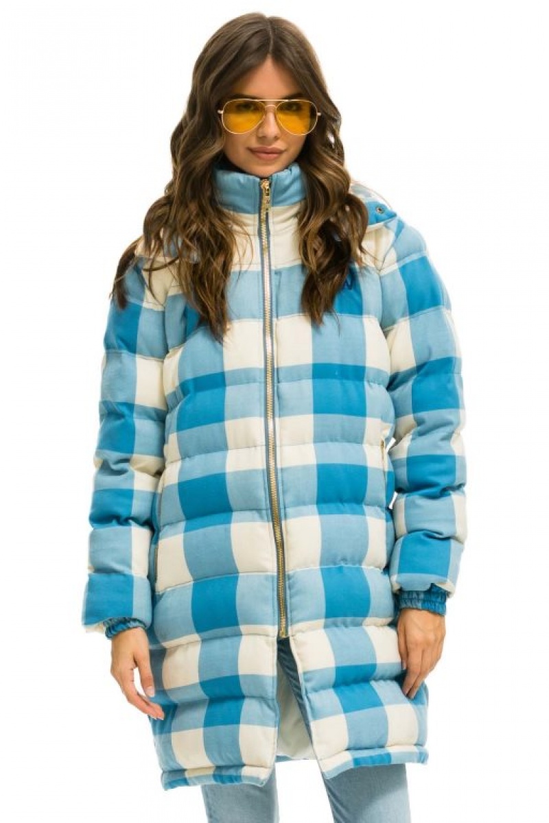 Chaquetas Aviator Nation Plaid Long Trekker Hombre Blue | 69GVMXJYB