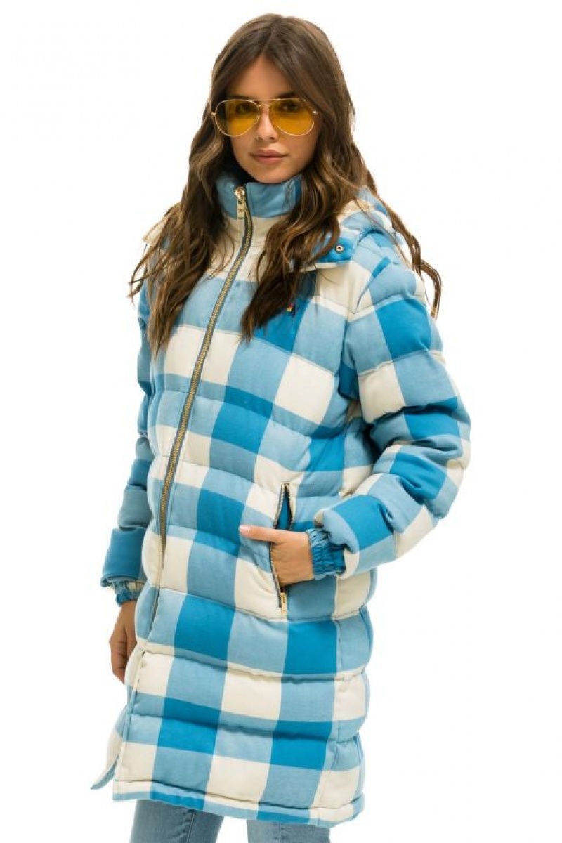 Chaquetas Aviator Nation Plaid Long Trekker Hombre Blue | 69GVMXJYB