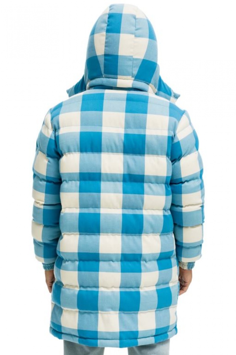 Chaquetas Aviator Nation Plaid Long Trekker Mujer Blue | 10EFJXQOY