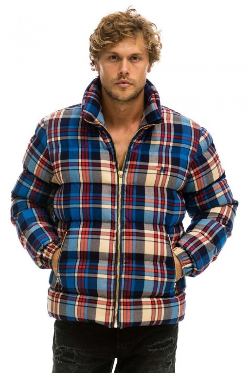 Chaquetas Aviator Nation Plaid Traveler Hombre Patriot Plaid | 65EIORDZJ