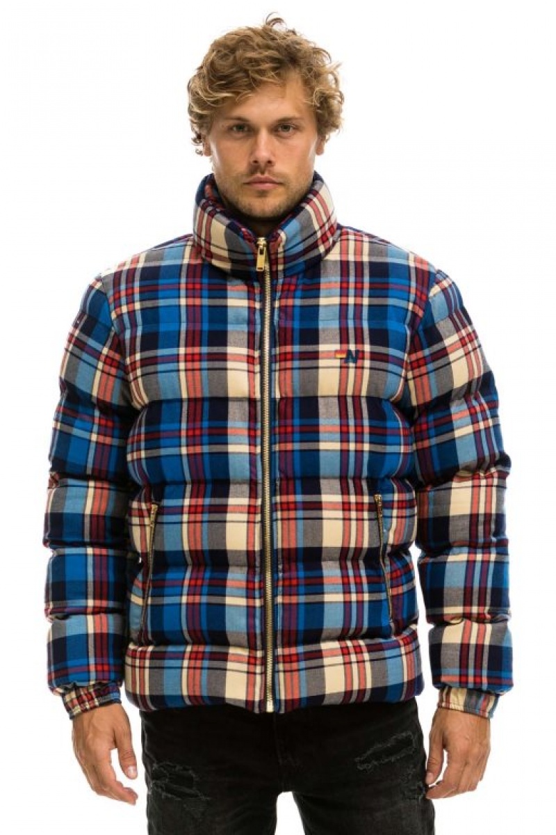 Chaquetas Aviator Nation Plaid Traveler Hombre Patriot Plaid | 65EIORDZJ