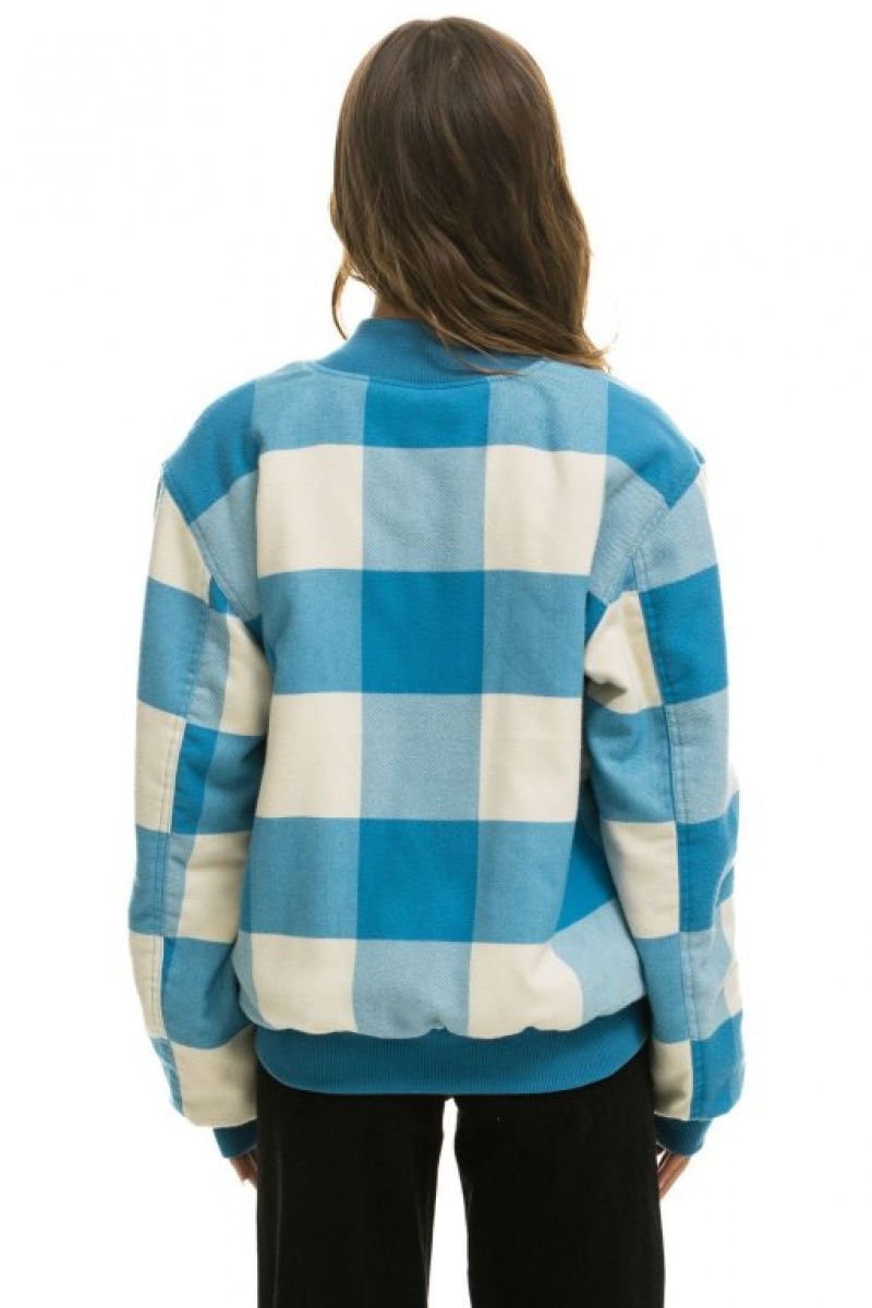 Chaquetas Aviator Nation Plaid Varsity Hombre Blue | 68ZWRHIVE