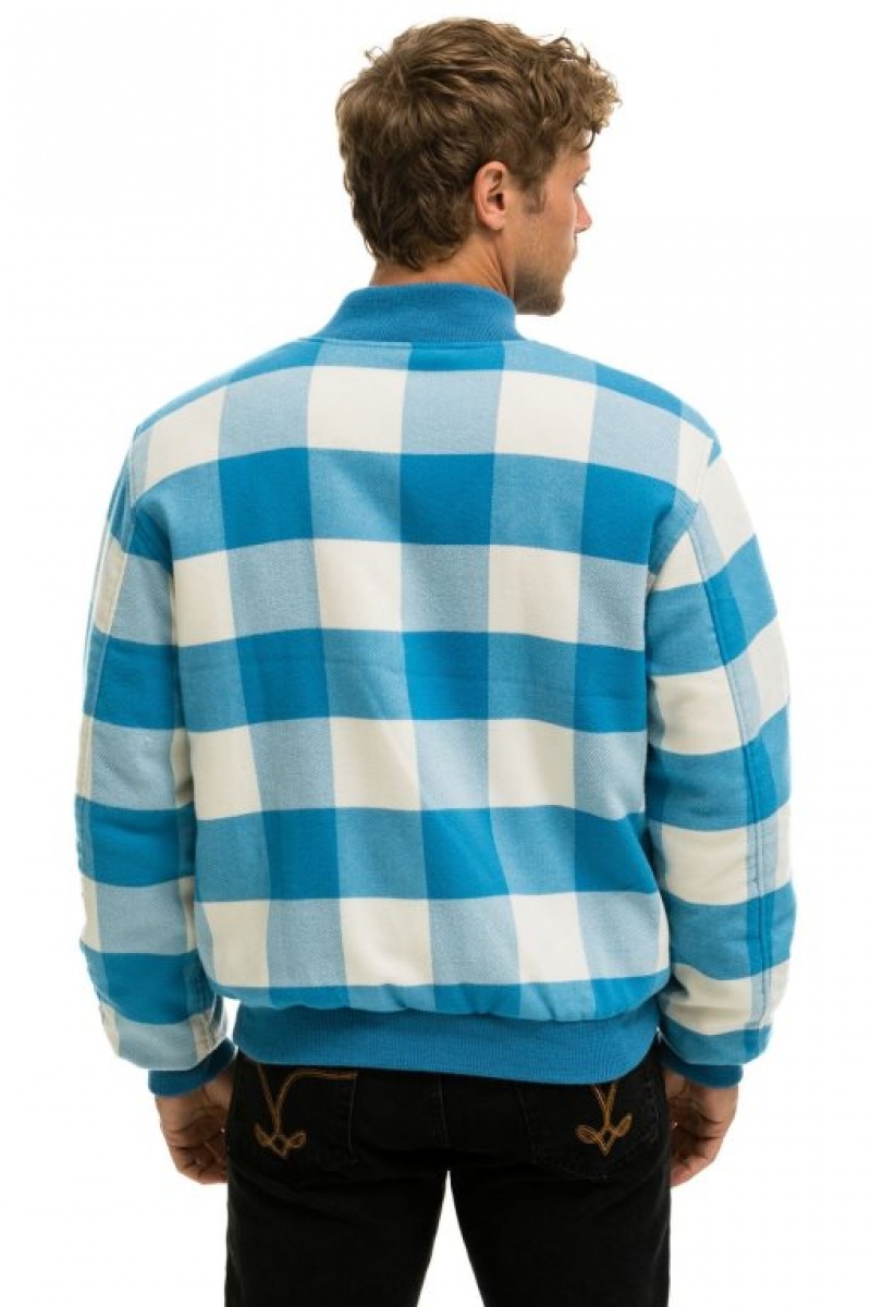 Chaquetas Aviator Nation Plaid Varsity Hombre Blue | 68ZWRHIVE