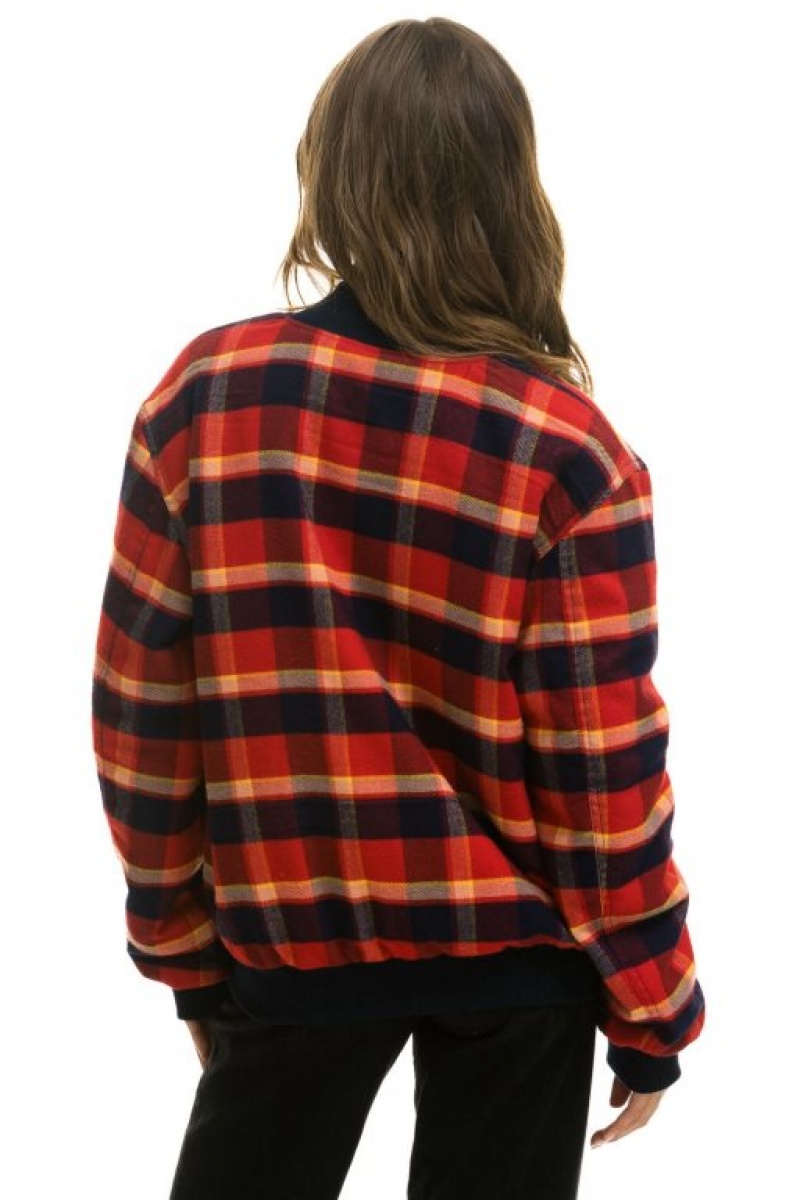Chaquetas Aviator Nation Plaid Varsity Hombre Rugby Plaid | 69APXIOSV