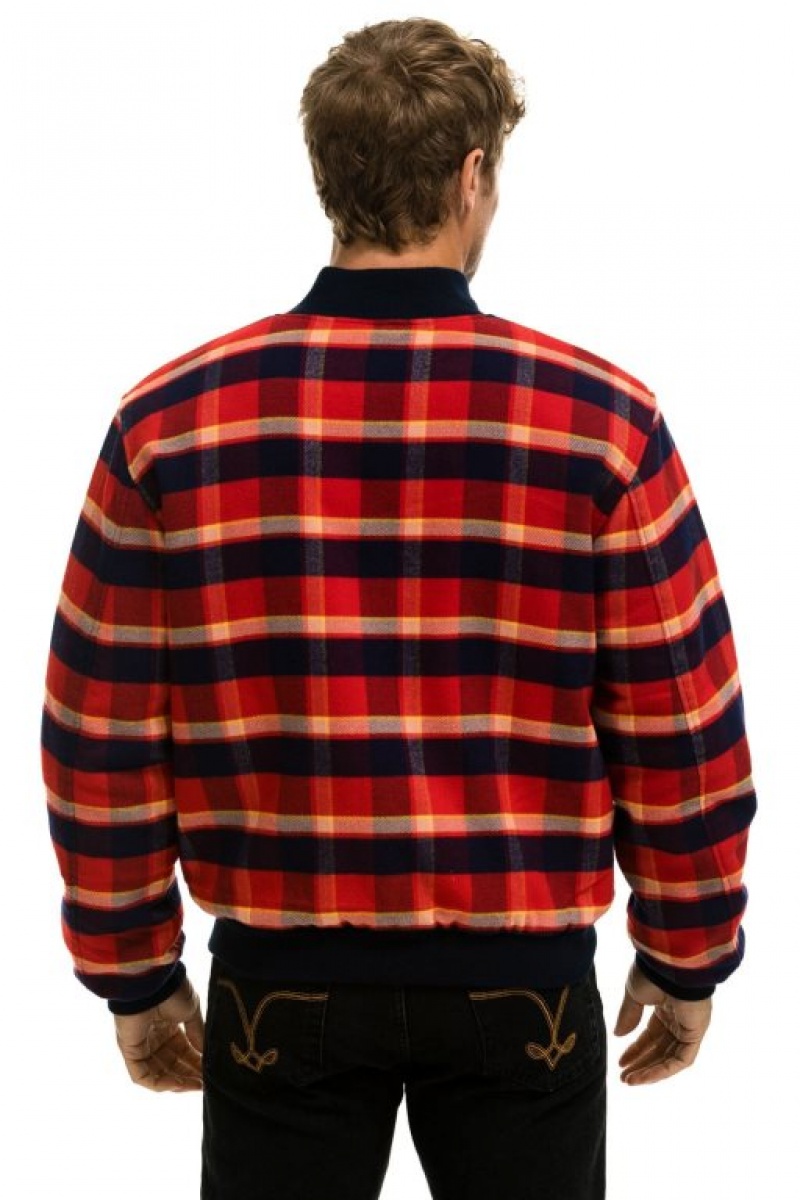 Chaquetas Aviator Nation Plaid Varsity Hombre Rugby Plaid | 69APXIOSV