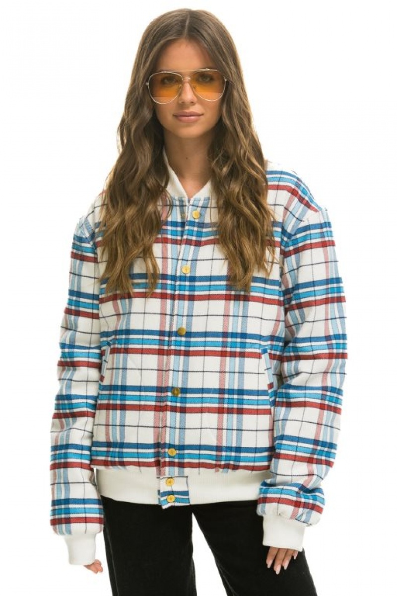 Chaquetas Aviator Nation Plaid Varsity Hombre Montauk Plaid | 69AWHTFQJ