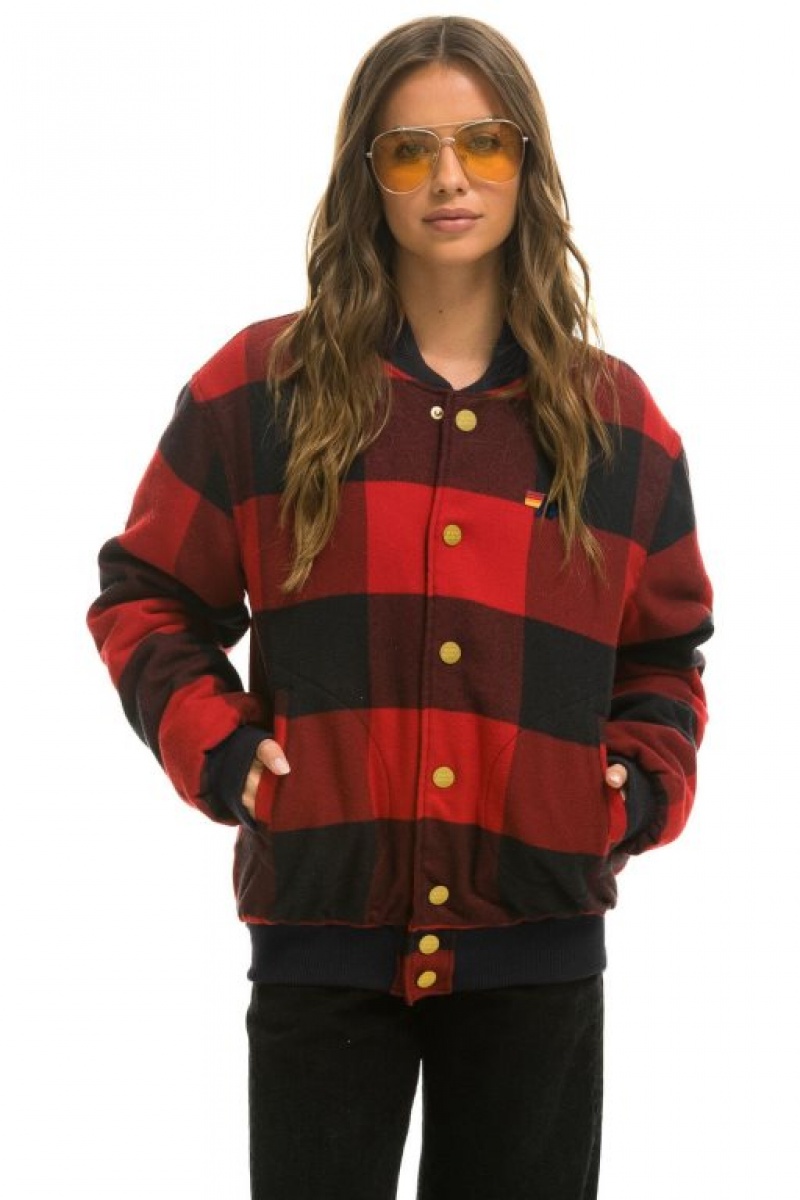 Chaquetas Aviator Nation Plaid Varsity Hombre Buffalo Plaid | 70SAEVLWB