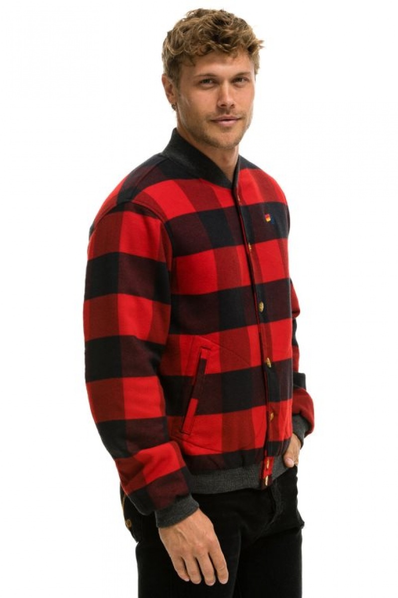 Chaquetas Aviator Nation Plaid Varsity Hombre Buffalo Plaid | 70SAEVLWB