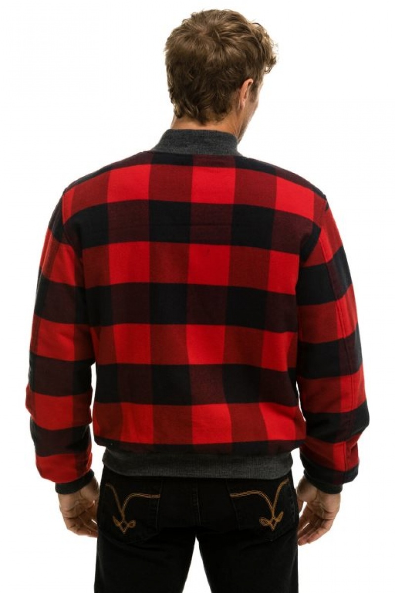 Chaquetas Aviator Nation Plaid Varsity Hombre Buffalo Plaid | 70SAEVLWB