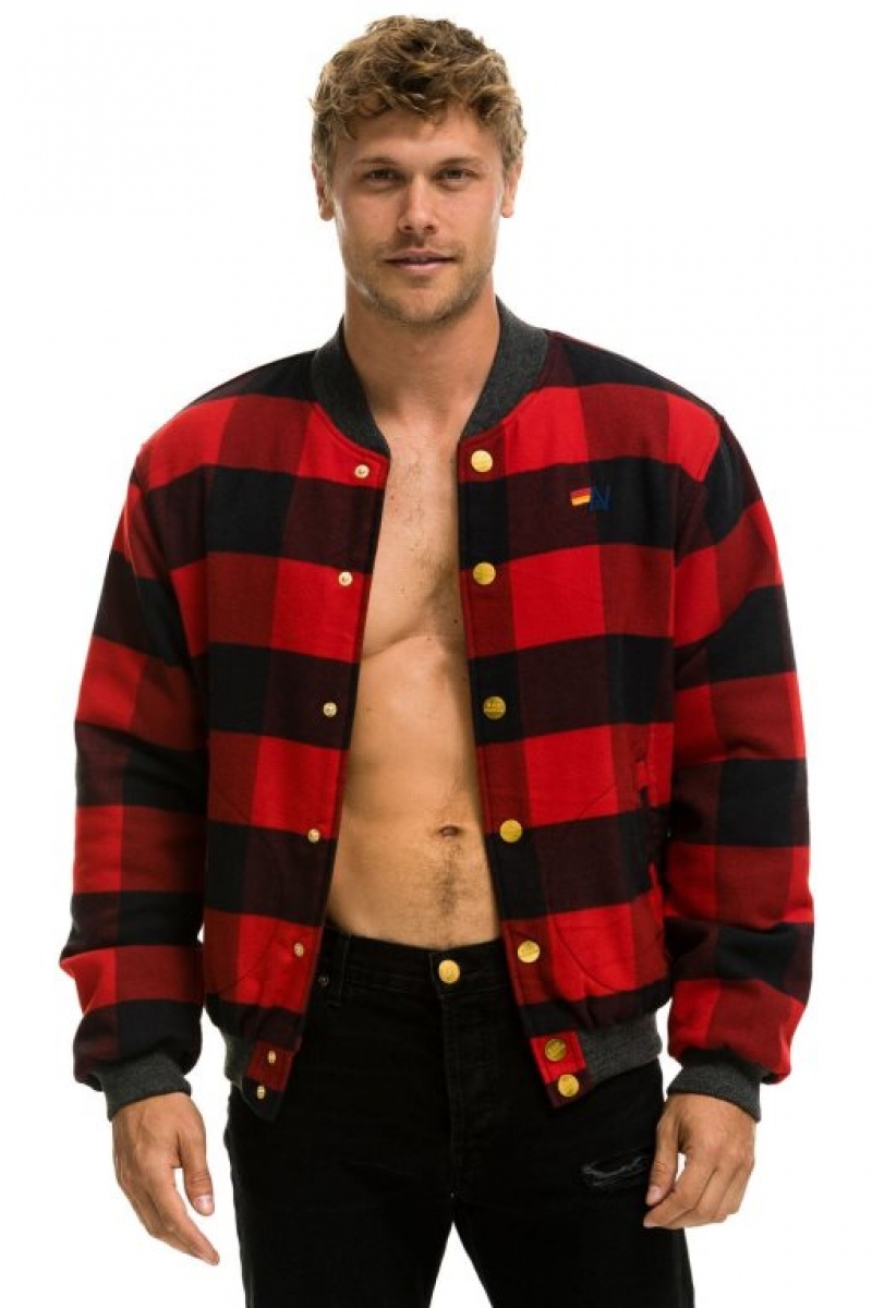 Chaquetas Aviator Nation Plaid Varsity Hombre Buffalo Plaid | 70SAEVLWB