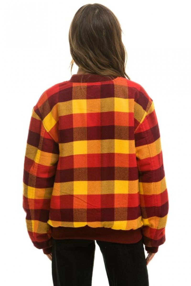 Chaquetas Aviator Nation Plaid Varsity Mujer Surfy Plaid | 09WDHKTSF