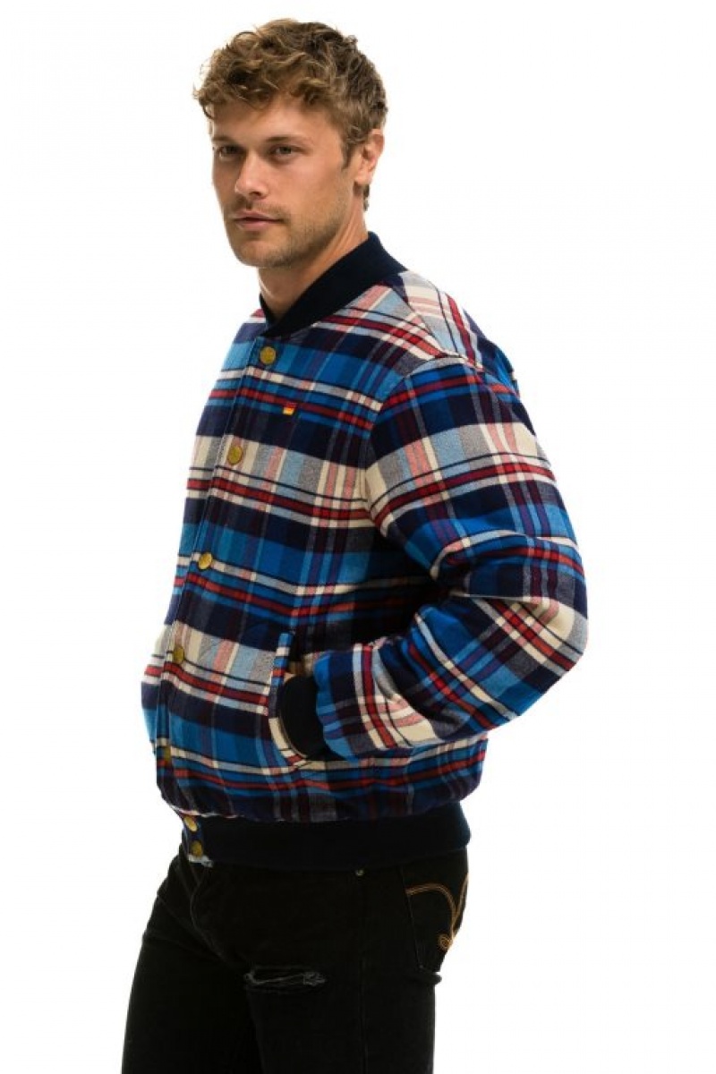 Chaquetas Aviator Nation Plaid Varsity Mujer Patriot Plaid | 26MSCLFTI