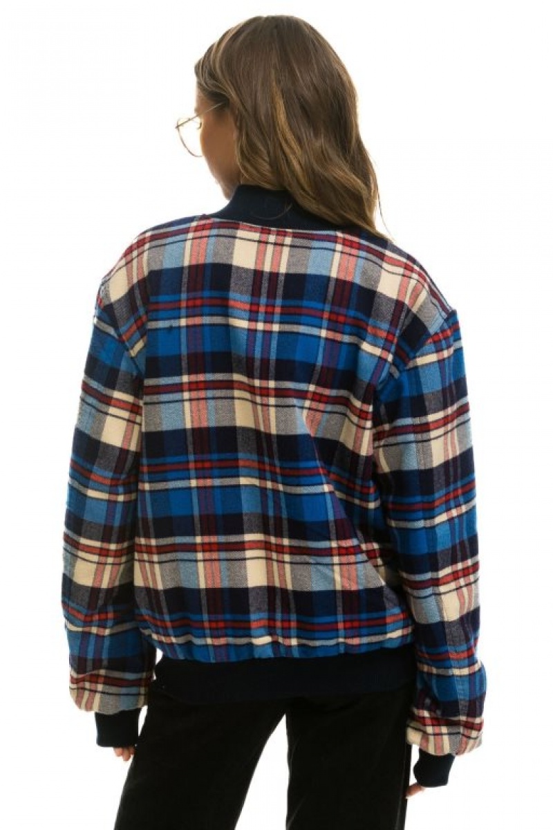 Chaquetas Aviator Nation Plaid Varsity Mujer Patriot Plaid | 26MSCLFTI