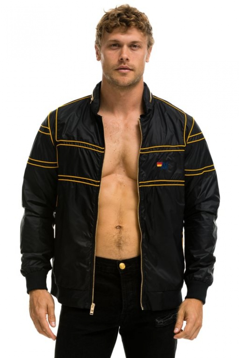 Chaquetas Aviator Nation Racer Hombre Black | 65AYWUZDR