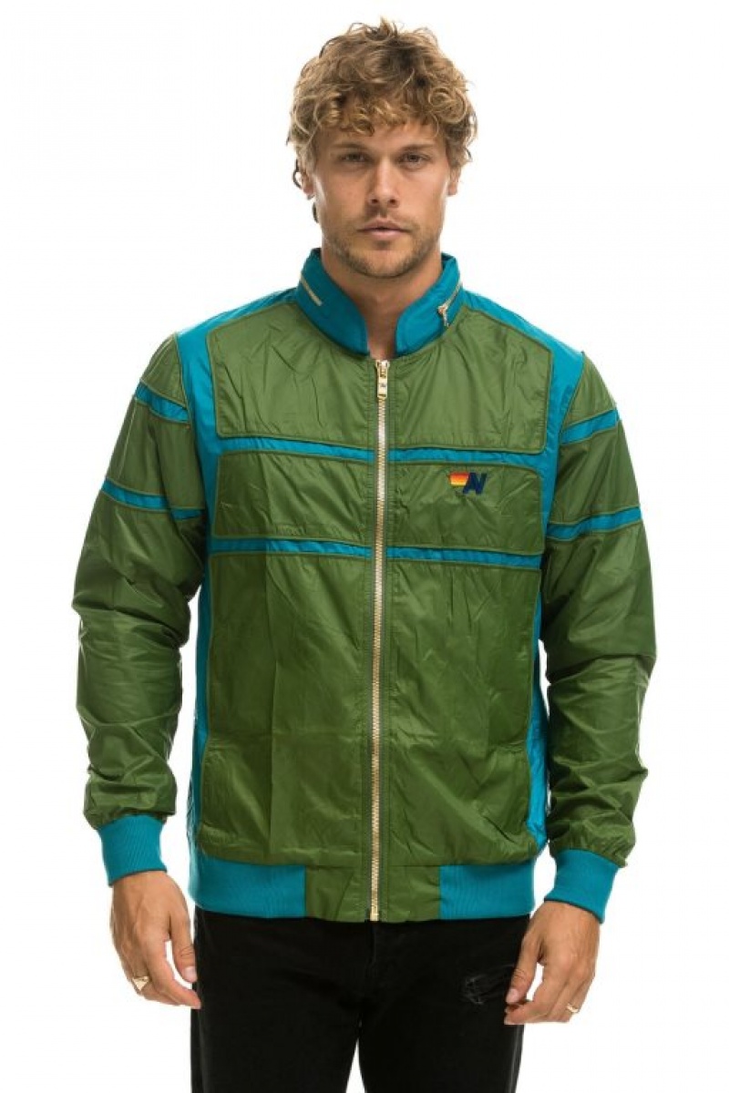 Chaquetas Aviator Nation Racer Hombre Green | 64ZERGWIQ