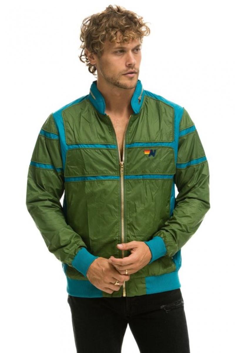 Chaquetas Aviator Nation Racer Hombre Green | 64ZERGWIQ