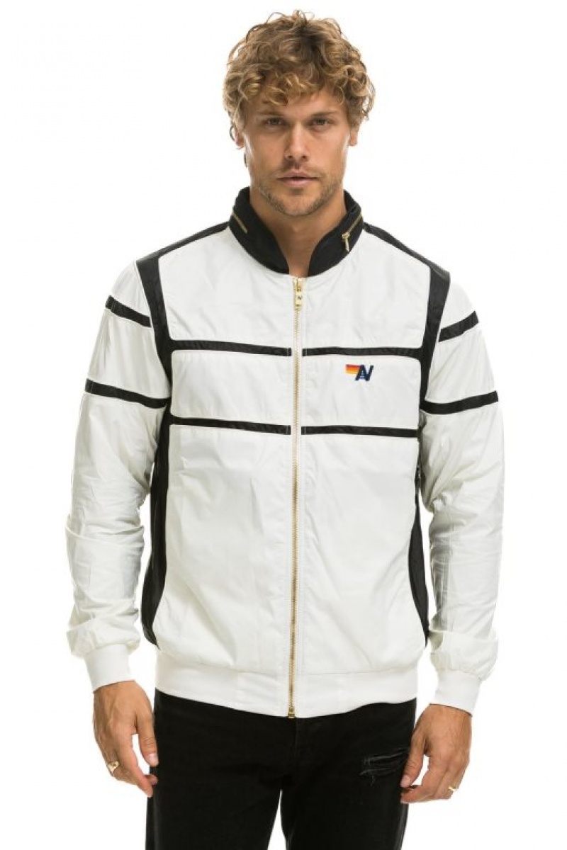 Chaquetas Aviator Nation Racer Hombre White | 64XQTDJZU