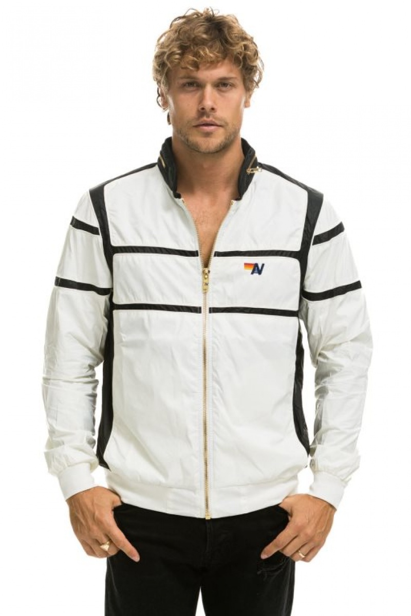 Chaquetas Aviator Nation Racer Hombre White | 64XQTDJZU