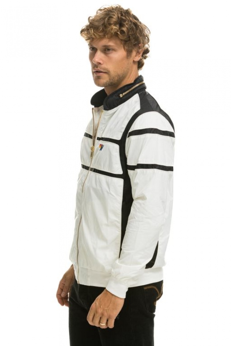 Chaquetas Aviator Nation Racer Hombre White | 64XQTDJZU