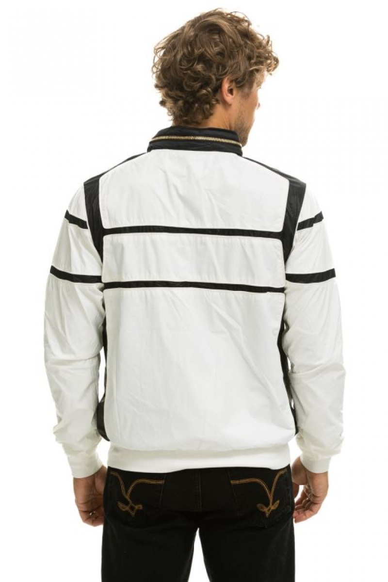Chaquetas Aviator Nation Racer Hombre White | 64XQTDJZU