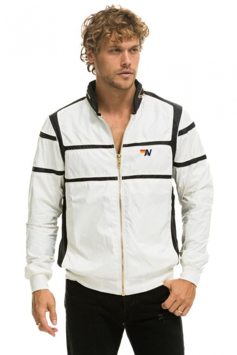 Chaquetas Aviator Nation Racer Hombre White | 64XQTDJZU