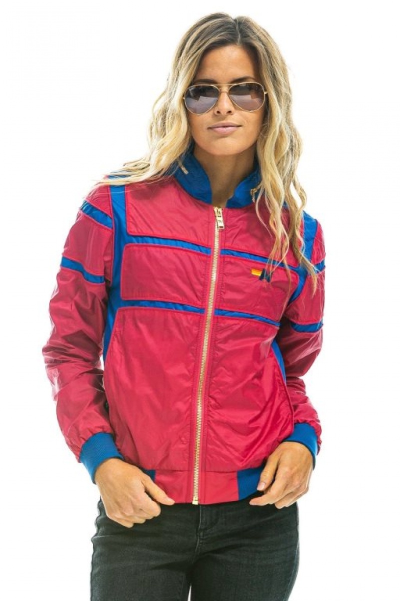 Chaquetas Aviator Nation Racer Mujer Pink | 12AQRUSTY