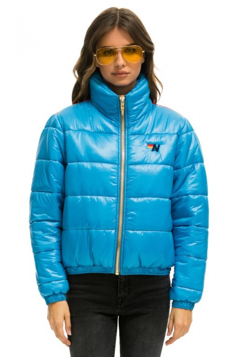 Chaquetas Aviator Nation Sunburst Apres Puffer Mujer Glossy Ocean | 10UXLVNIW