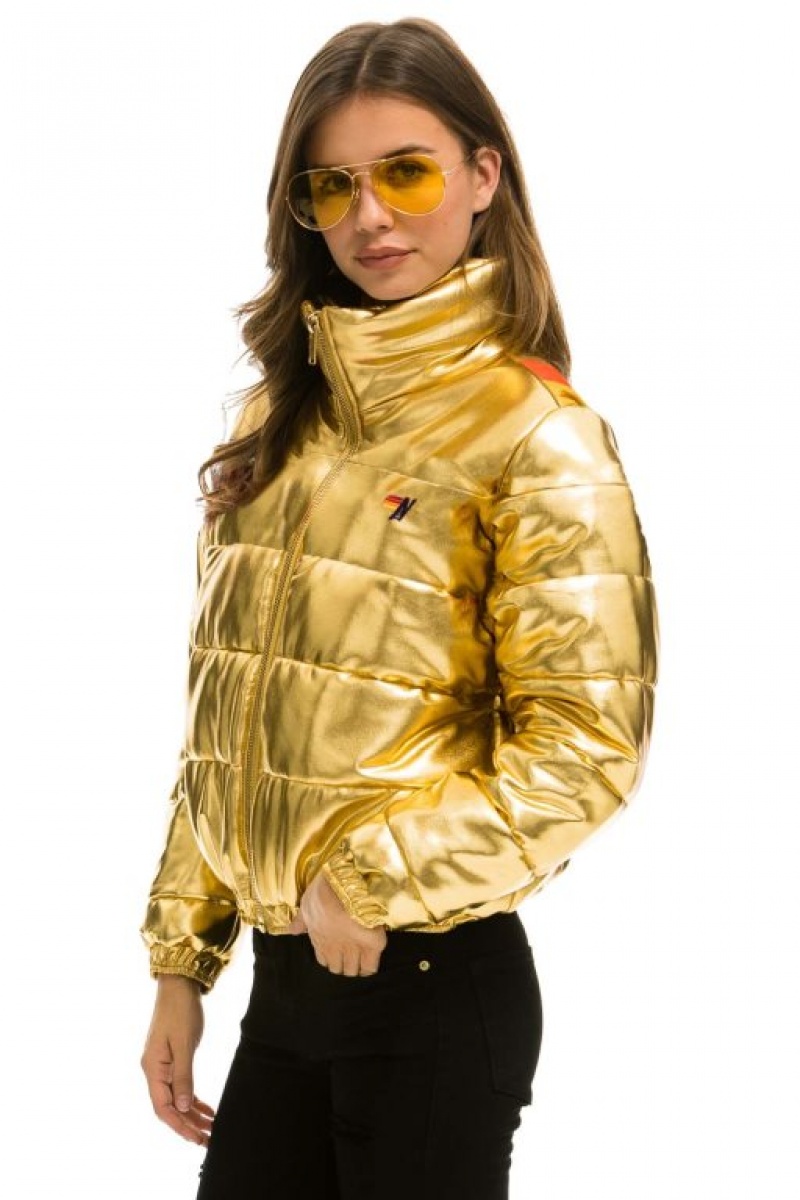 Chaquetas Aviator Nation Sunburst Apres Puffer Mujer Gold | 10VRNEDFW