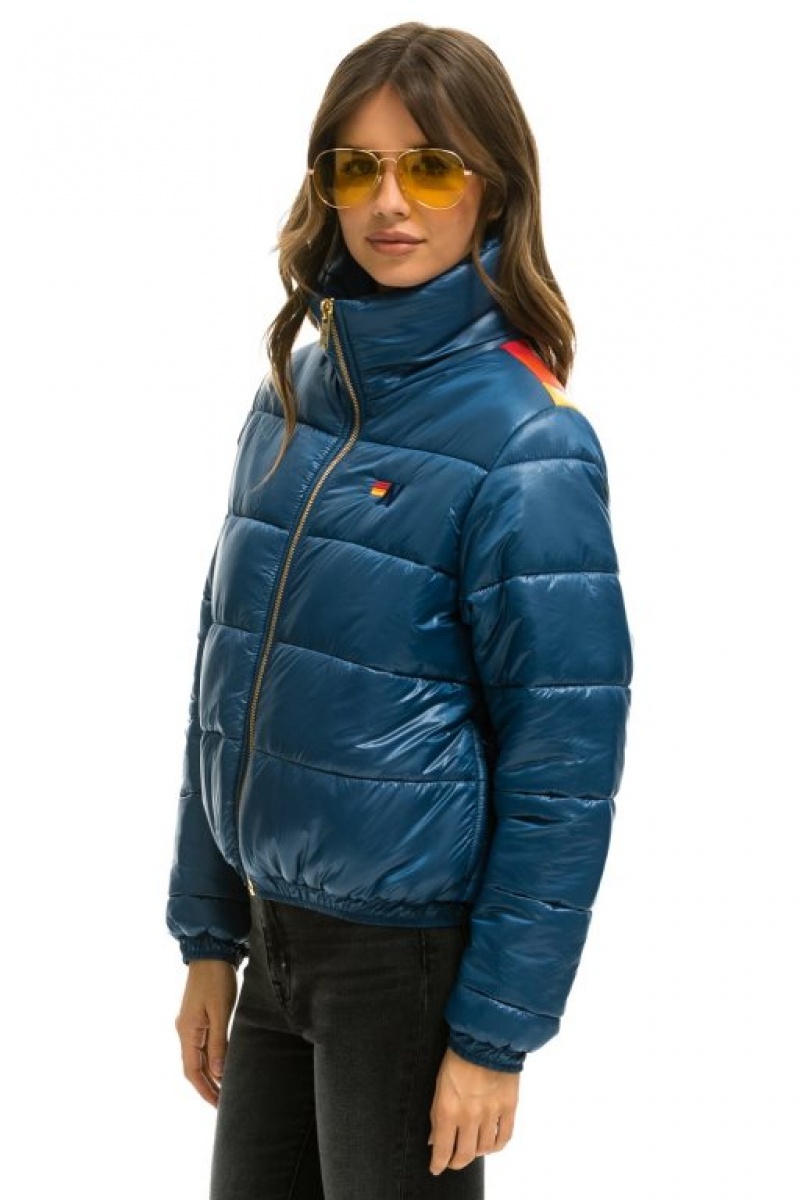 Chaquetas Aviator Nation Sunburst Apres Puffer Mujer Deep Blue | 14OPEGNCJ