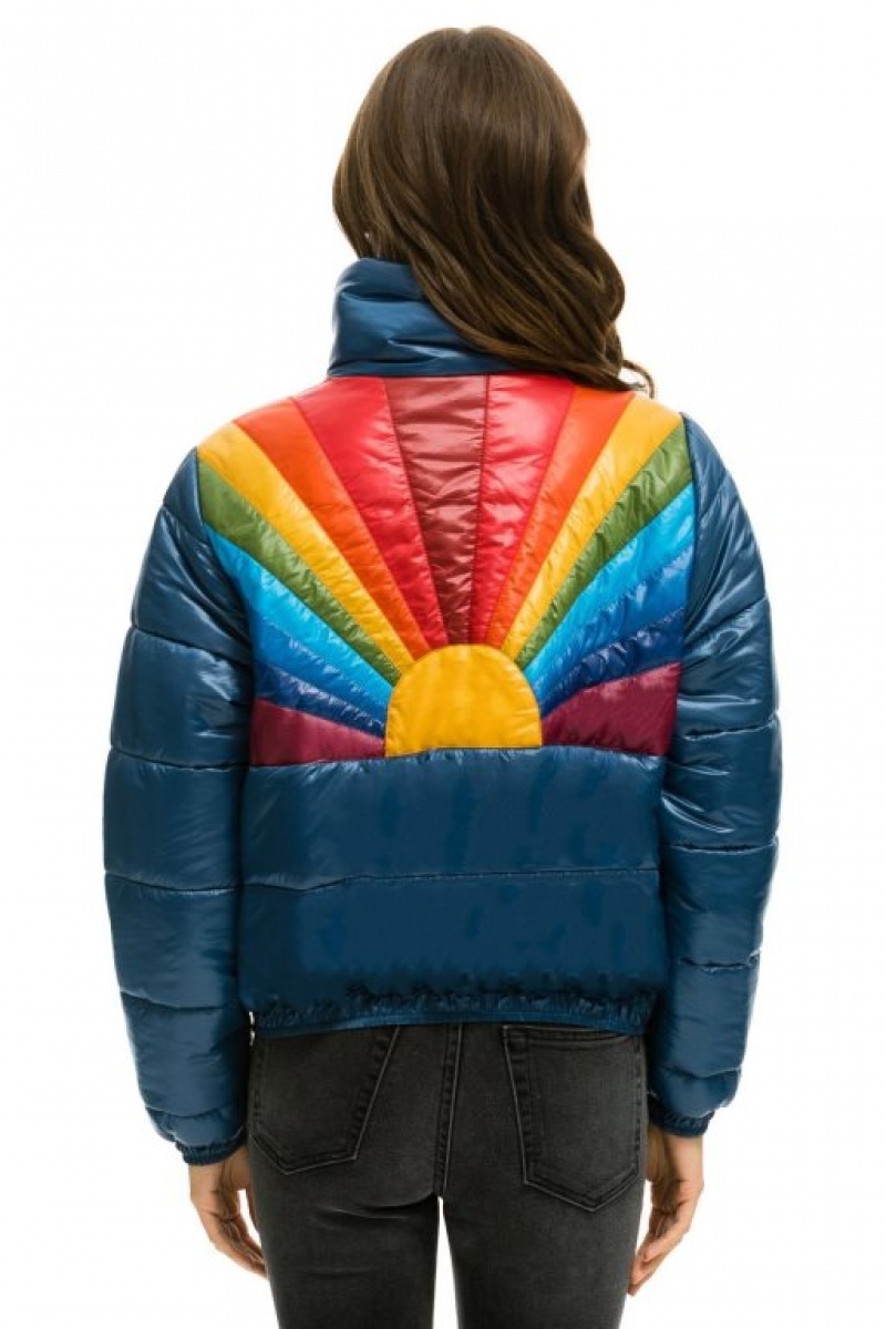 Chaquetas Aviator Nation Sunburst Apres Puffer Mujer Deep Blue | 14OPEGNCJ