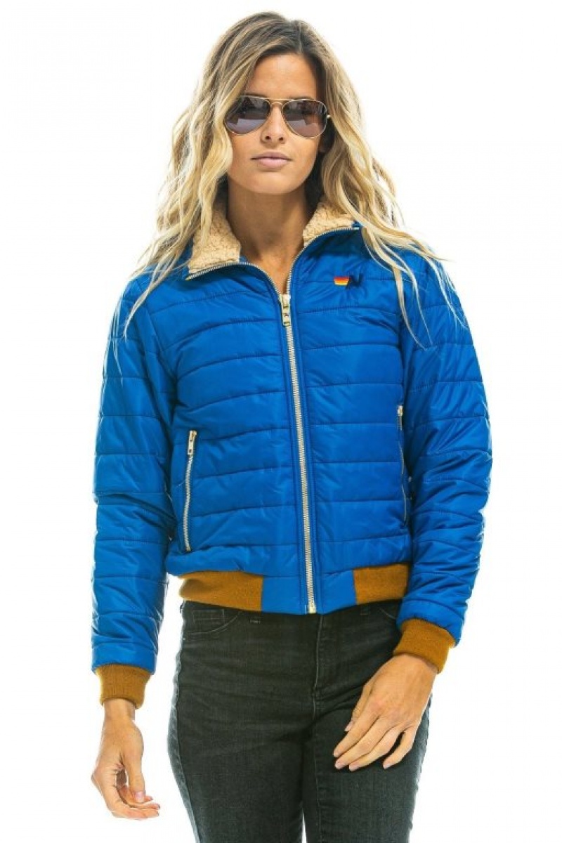 Chaquetas Aviator Nation Sunburst Mujer Blue | 10QKFOZXY