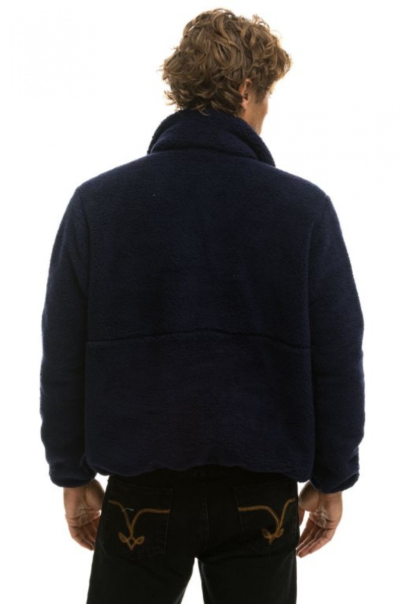 Chaquetas Aviator Nation Teddy Half Zip Hombre Navy | 68UQISWEX