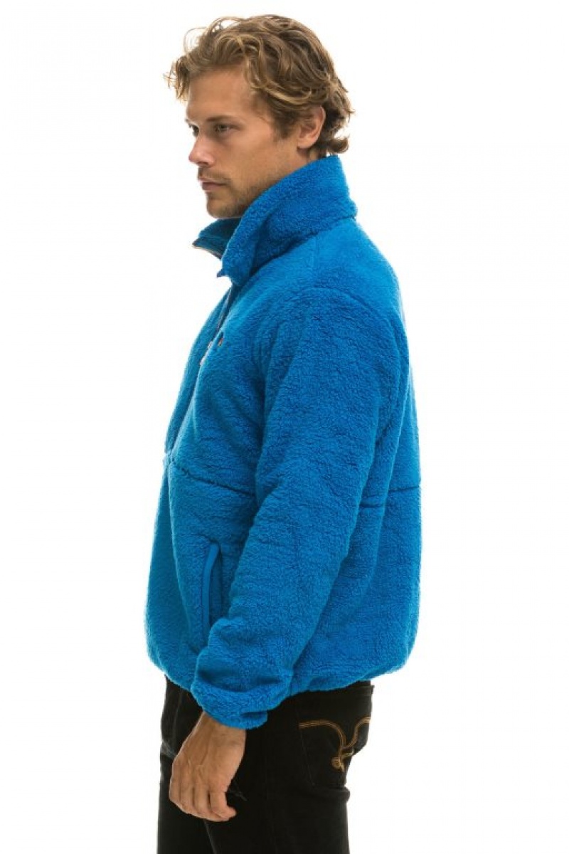 Chaquetas Aviator Nation Teddy Half Zip Hombre Blue | 68VKXCDGU
