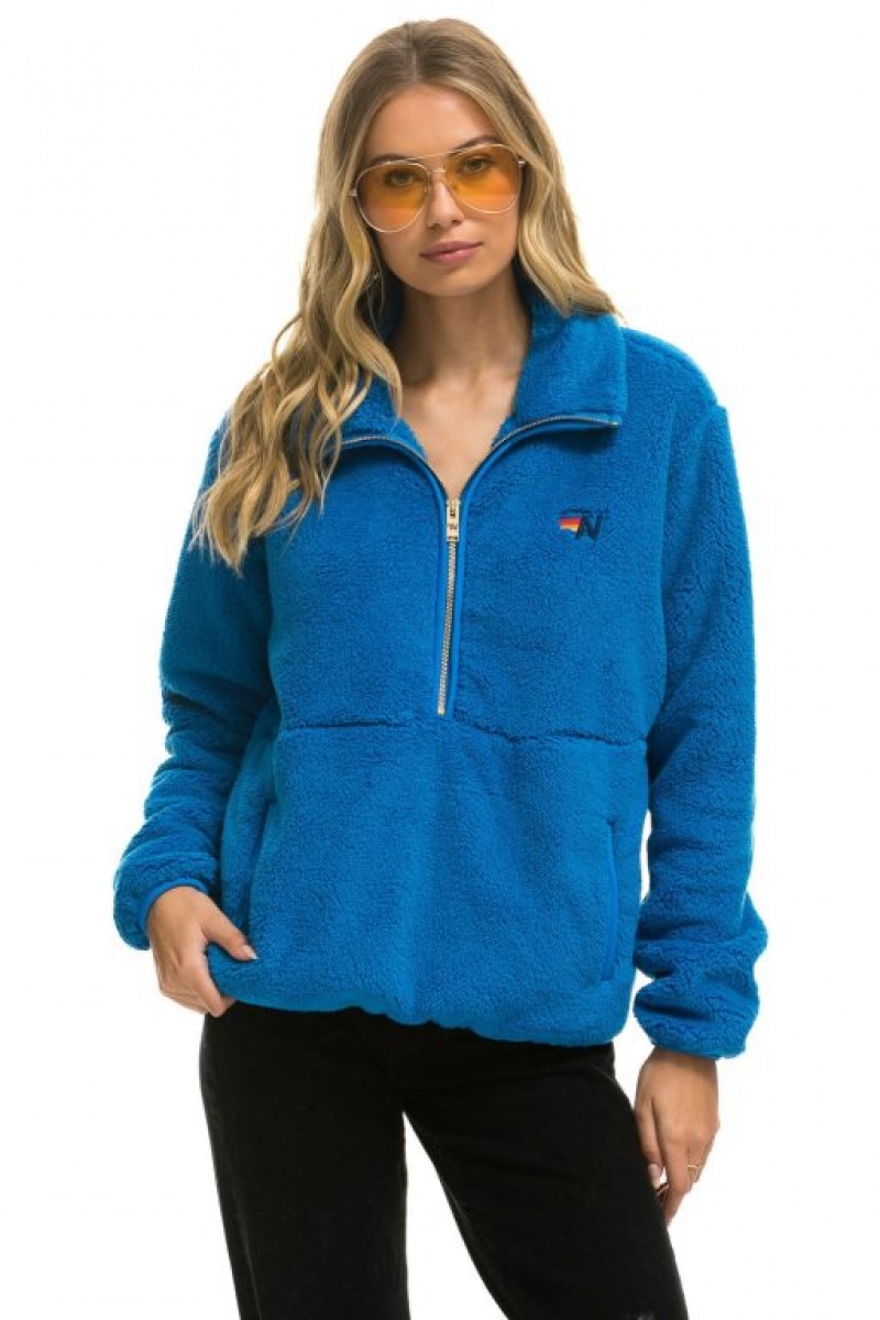 Chaquetas Aviator Nation Teddy Half Zip Hombre Blue | 68VKXCDGU