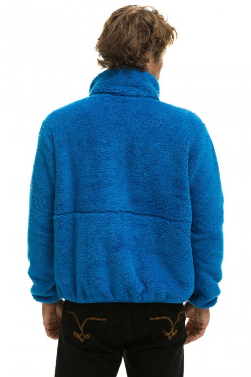 Chaquetas Aviator Nation Teddy Half Zip Hombre Blue | 68VKXCDGU